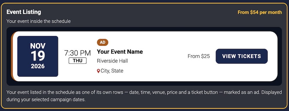 Example of an announcement in a schedule list